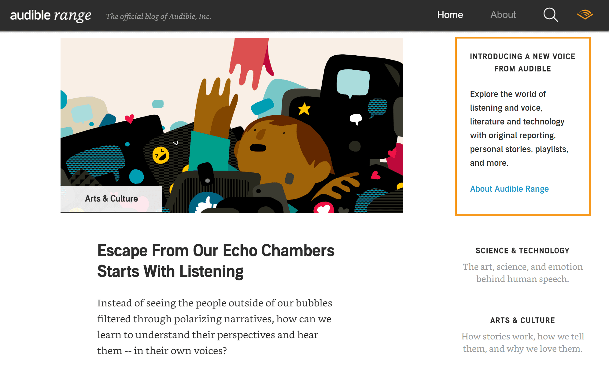 Screenshot of Audible Range Blog