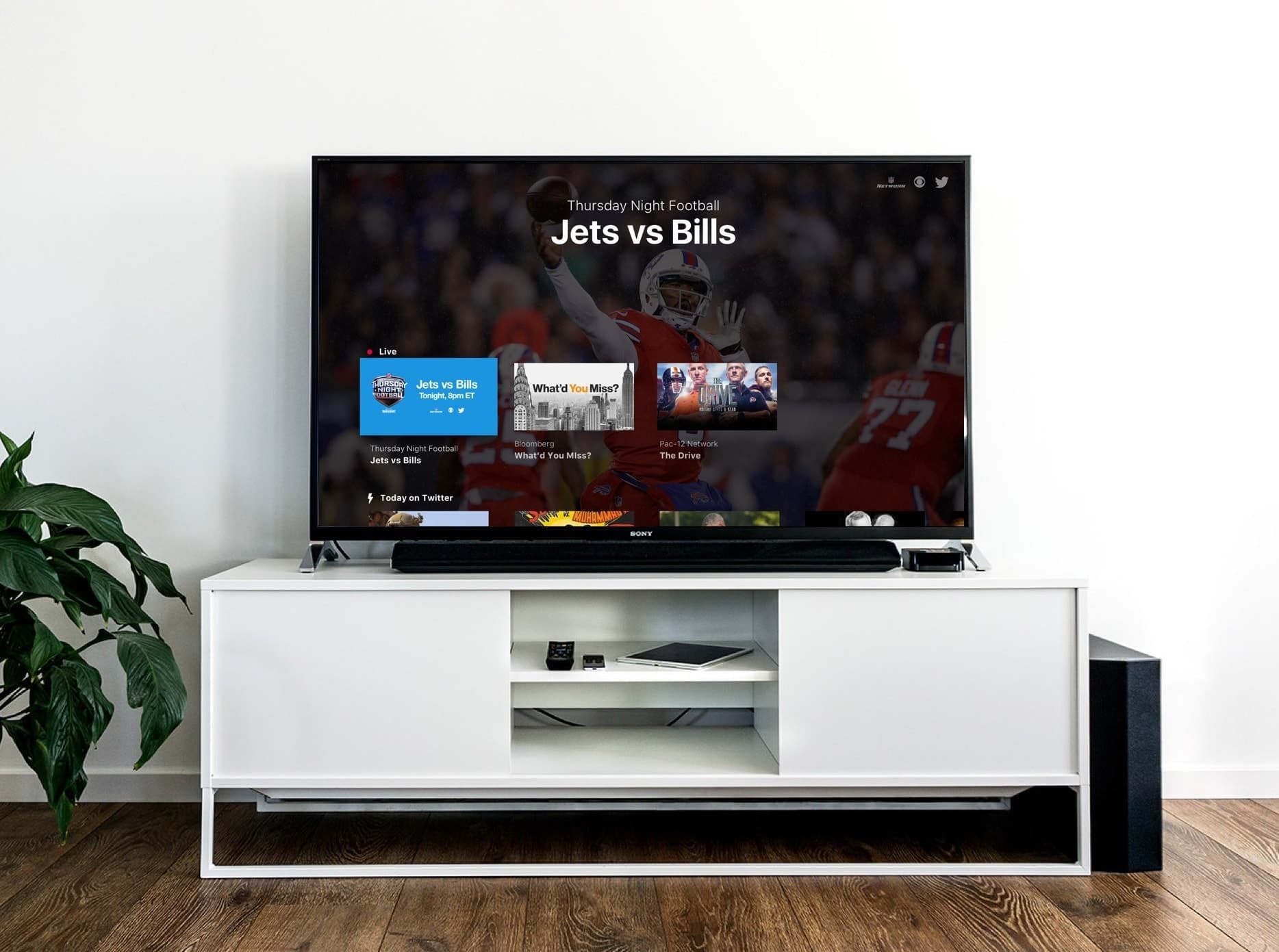 Image of Twitter app on a TV